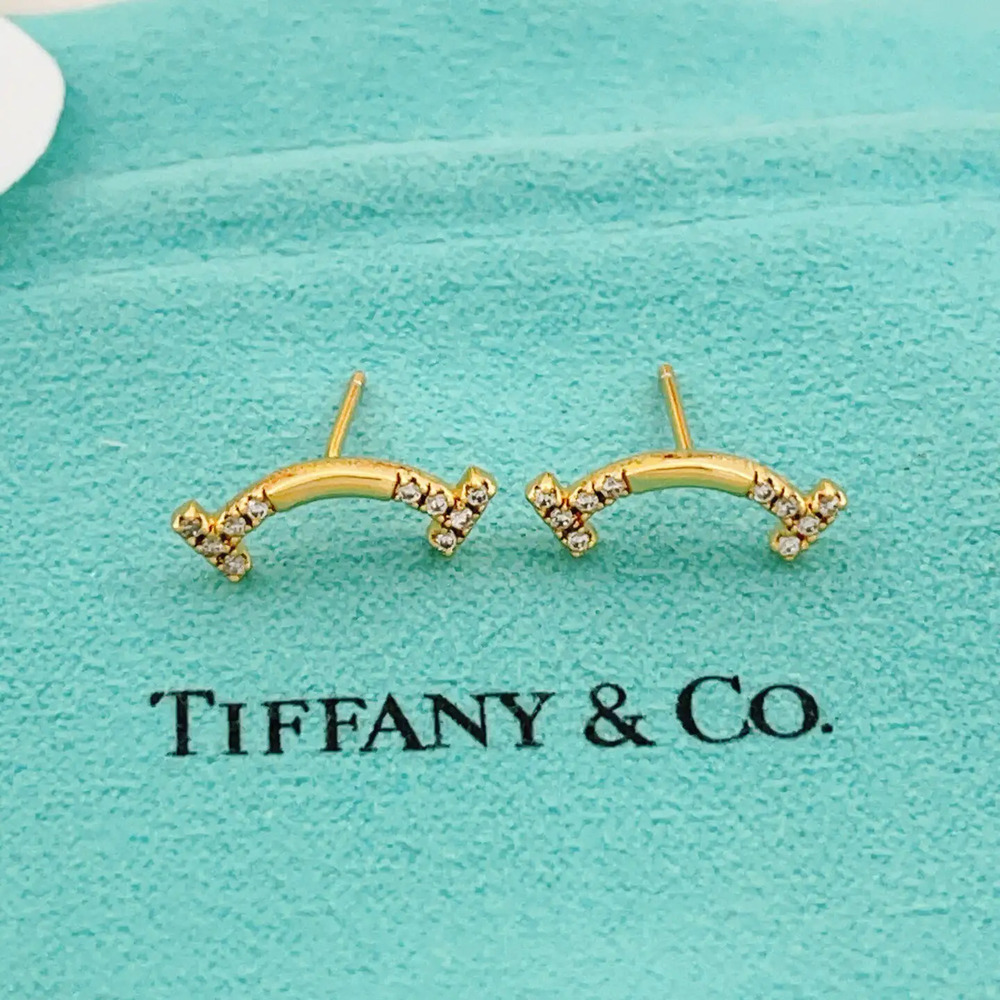 Tiffany & Co. Gold Diamond Smile Earrings